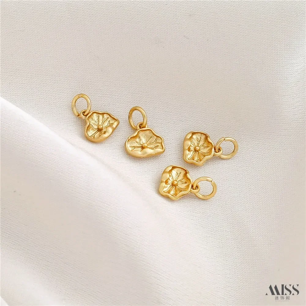 18K Goud Kleurbehoud Lange Levensduur Slot Holle Lotusblad Lotus Pod Effen Bal Hanger Handgemaakte DIY Accessoires