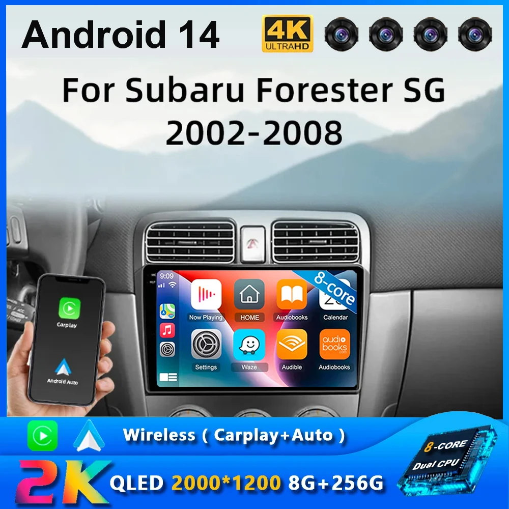 

Android 14 Carplay Car Radio For Subaru Forester SG 2004 - 2008 Navigation GPS Multimedia Player 5GWiFi+4G stereo 2 DIN BT Auto