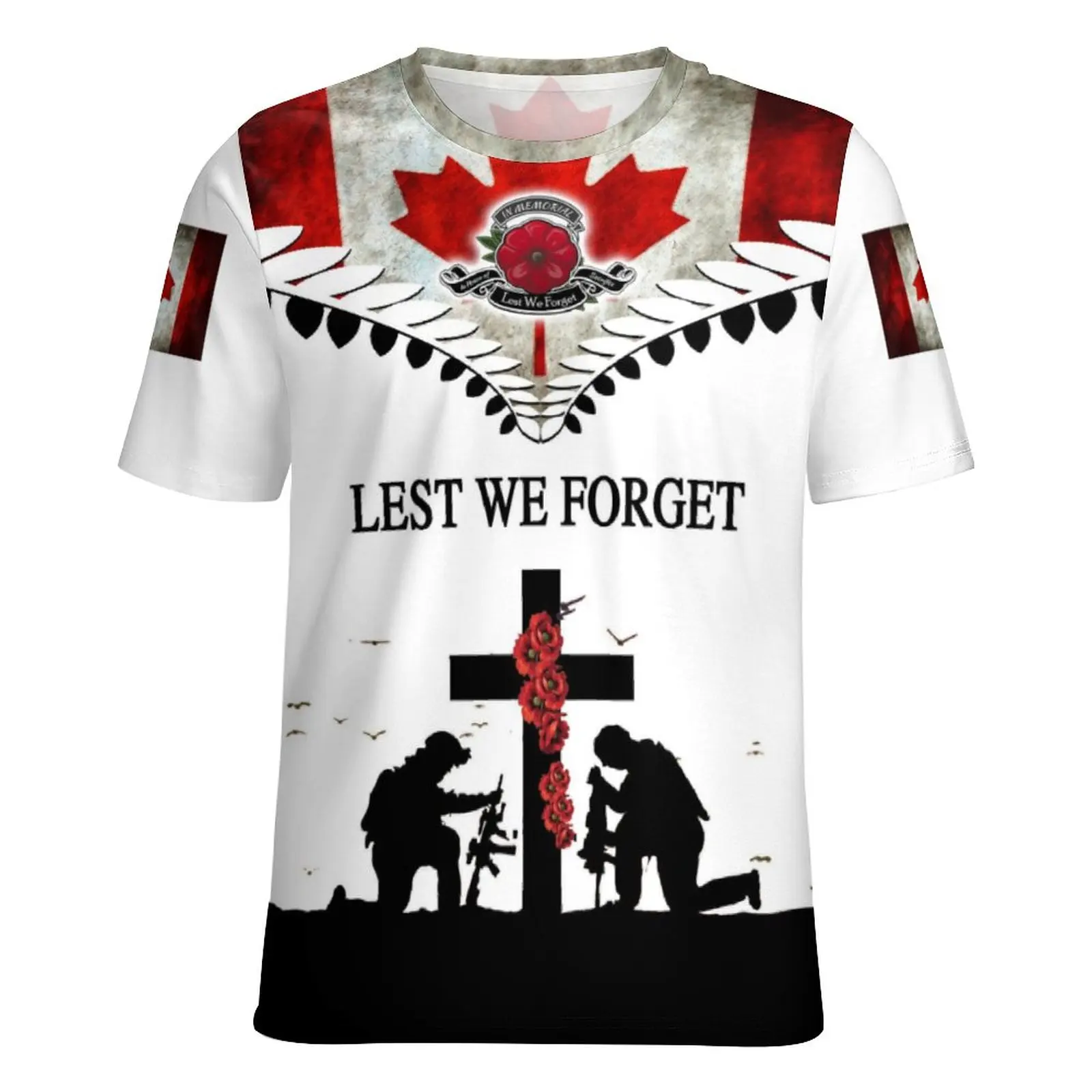 Jumeast 3D Printed Canadian Remembrance Day Men T-shirts New In Air Force Army Veteran Poppy Graphic T Shirts Youth Clothes