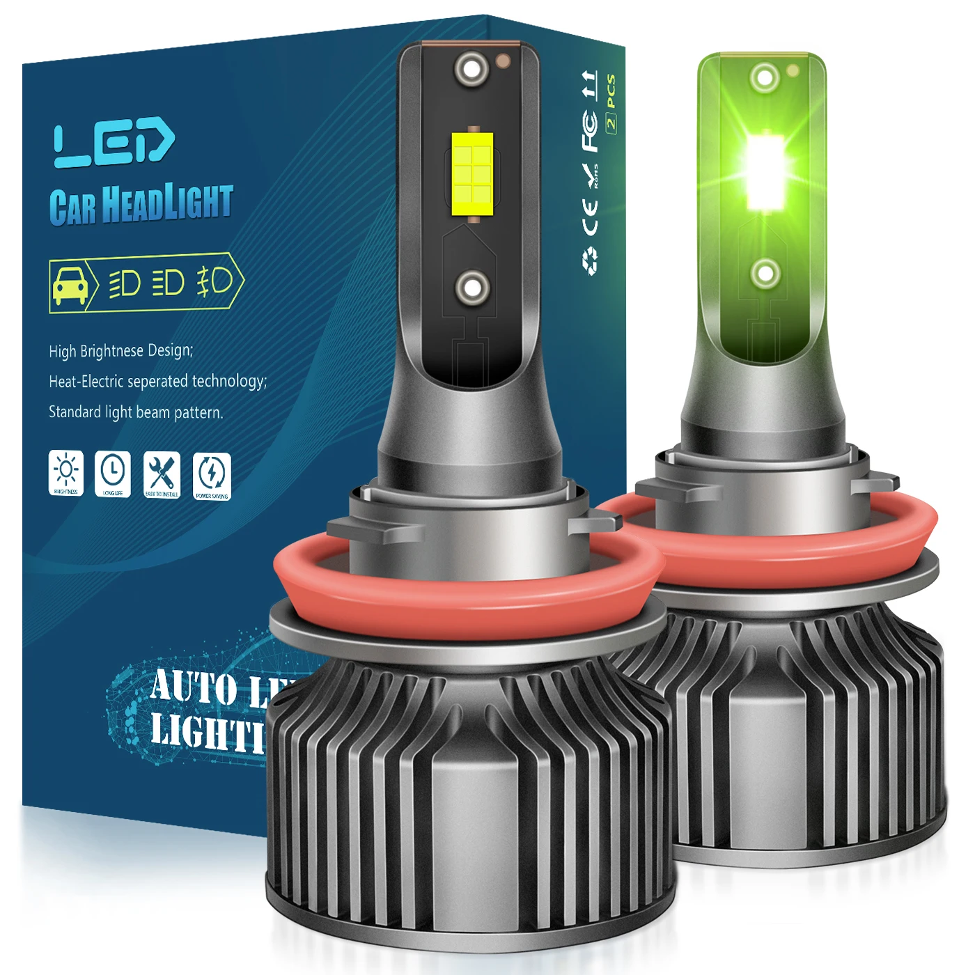 

Lemon Green LED Headlight H11 9006 Automotive Bulb 880 881 Psx24w Fog Light Bulb Psx26w H3 H1 P13W Automotive