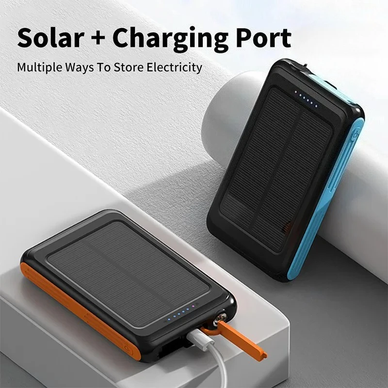 5000mAh Wireless Magnetic Solar Power Bank 20W Fast Charging with Flashlight External Backup Battery for IPhone Samsung