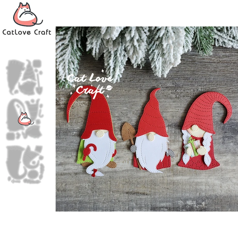

Catlove Christmas Gnomes Metal Cutting Dies Scrapbooking Mold Stencil Die Cuts Card Making DIY Craft Embossing New Dies For 2022