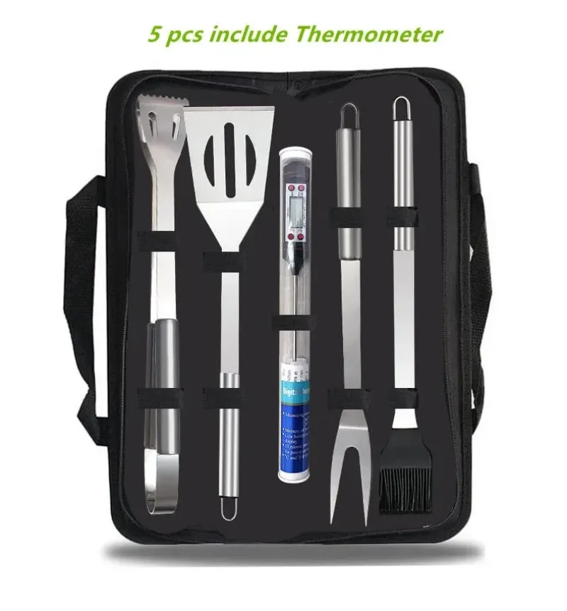 Conjunto de acessórios para utensílios de churrasco, termômetro, acessórios para grelhar, ao ar livre, menina, conjunto de utensílio de churrasco