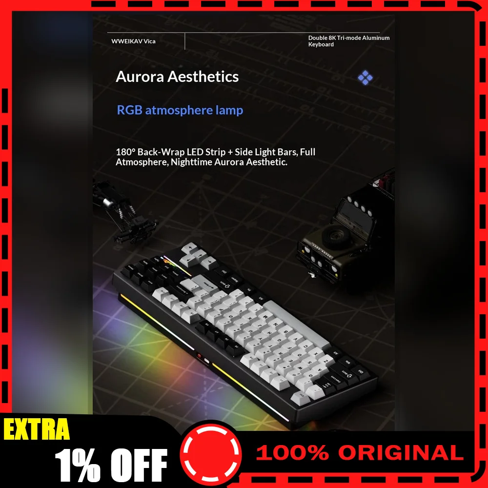 WEIKAV NUT87 87-Key Dual 8K Tri-Mode Aluminum Mechanical Keyboard Hot-Swappable RGB For Gifts