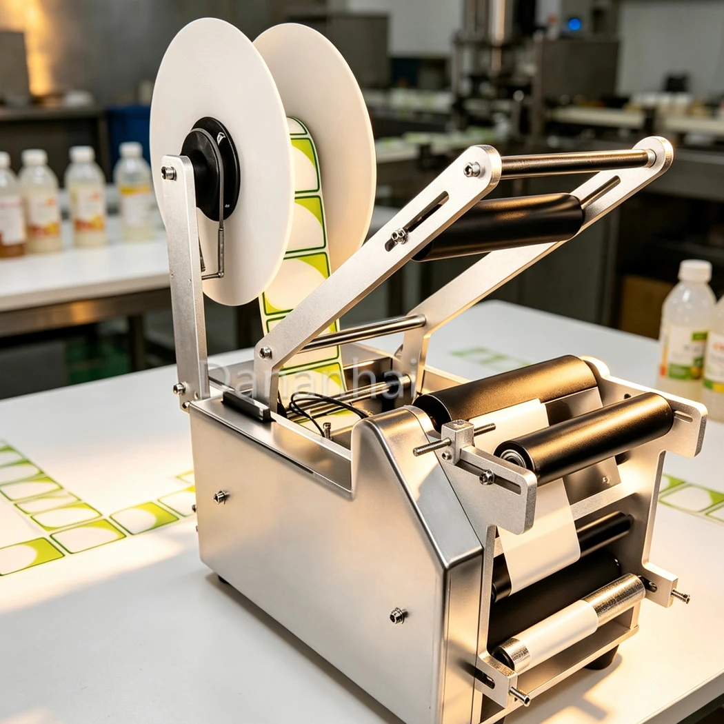 Can Labeling Machine Semi‑Automatic Round Bottle Label Applicator for Beverage Cosmetic Container Sticker Work