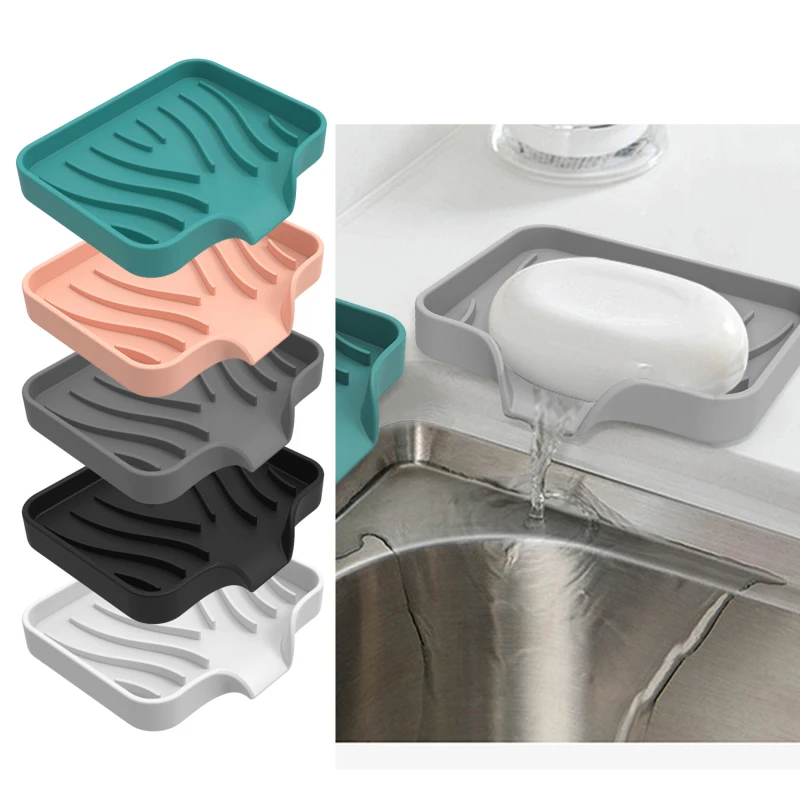 Confezione da 1 scatola di sapone di scarico in Silicone cucina bagno vassoio per lavello antiscivolo tavolo di lavaggio creativo vassoio di sapone Free Punch Drain Rack