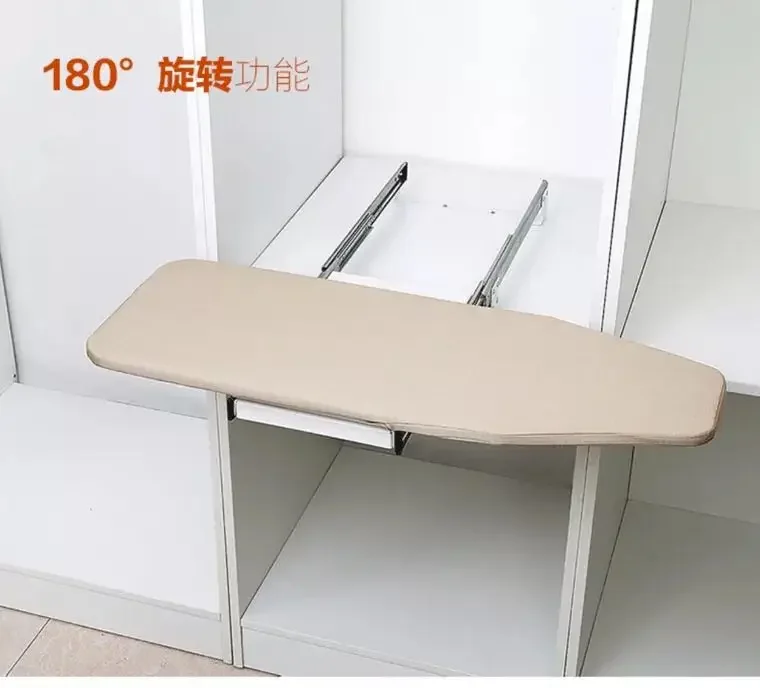 Rotating Ironing Board Household Wardrobe Folding Cabinet Hidden Ironing Board Solid Wood Push-Pull Rotating Electric Iron