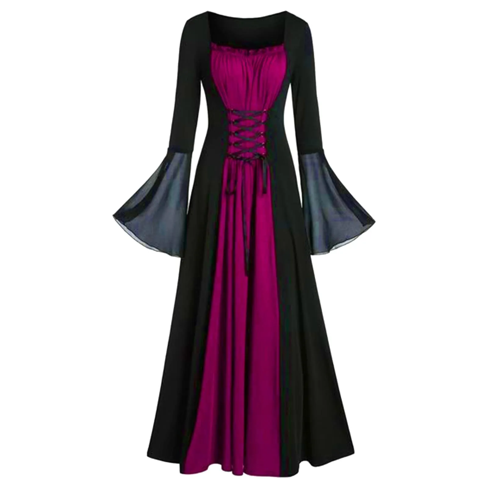 

Halloween Cosplay Plus size Women Medieval Gothic Hooded Maxi Dress Victorian Party Formal Gown Renaissance Steampunk Witch