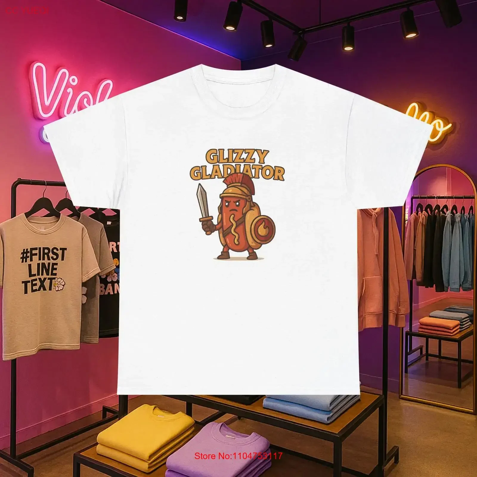 Glizzy Gladiator Heavy Cotton T Shirt Fun Foodie vintage Washed designer clothes graphic Comfortable homme Stylish fashion