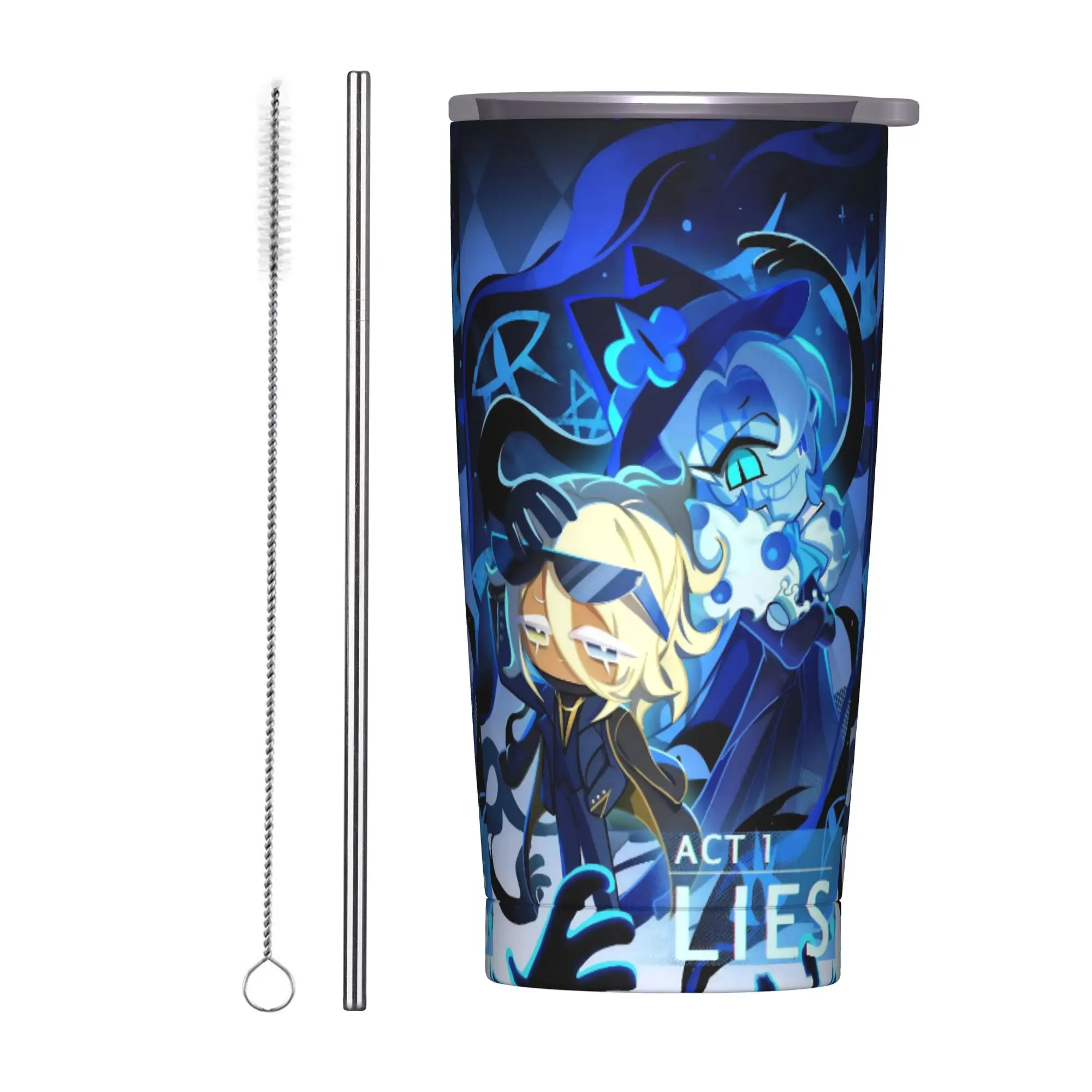 Shadow Milk Cookie Run Kingdom Pure Vanilla Tumbler Vacuum Insulated CRK Game Coffee Cups Vacuum Flask Mugs Spill Proof, 20oz