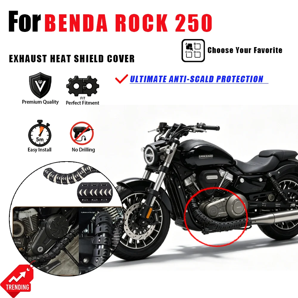 For Benda Rock 250 Motorcycle Exhaust Pipe Heat Shield Anti-scald Cover Guard Accesorios Moto Protector Escape Rock250 Part