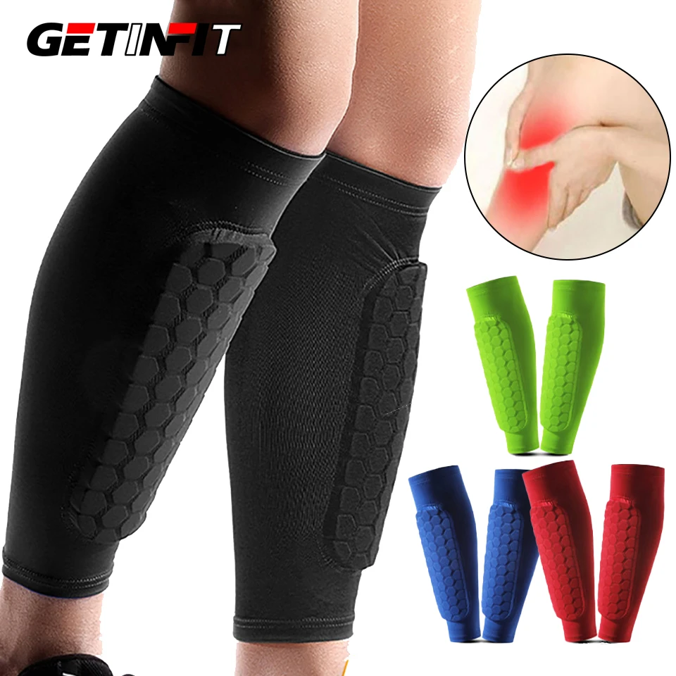 1Pcs Football Shin Guards Soccer Honeycomb Anti-collision Compression Legwarmers Sports Legging Gym Leg Calf Sleeves Women Men