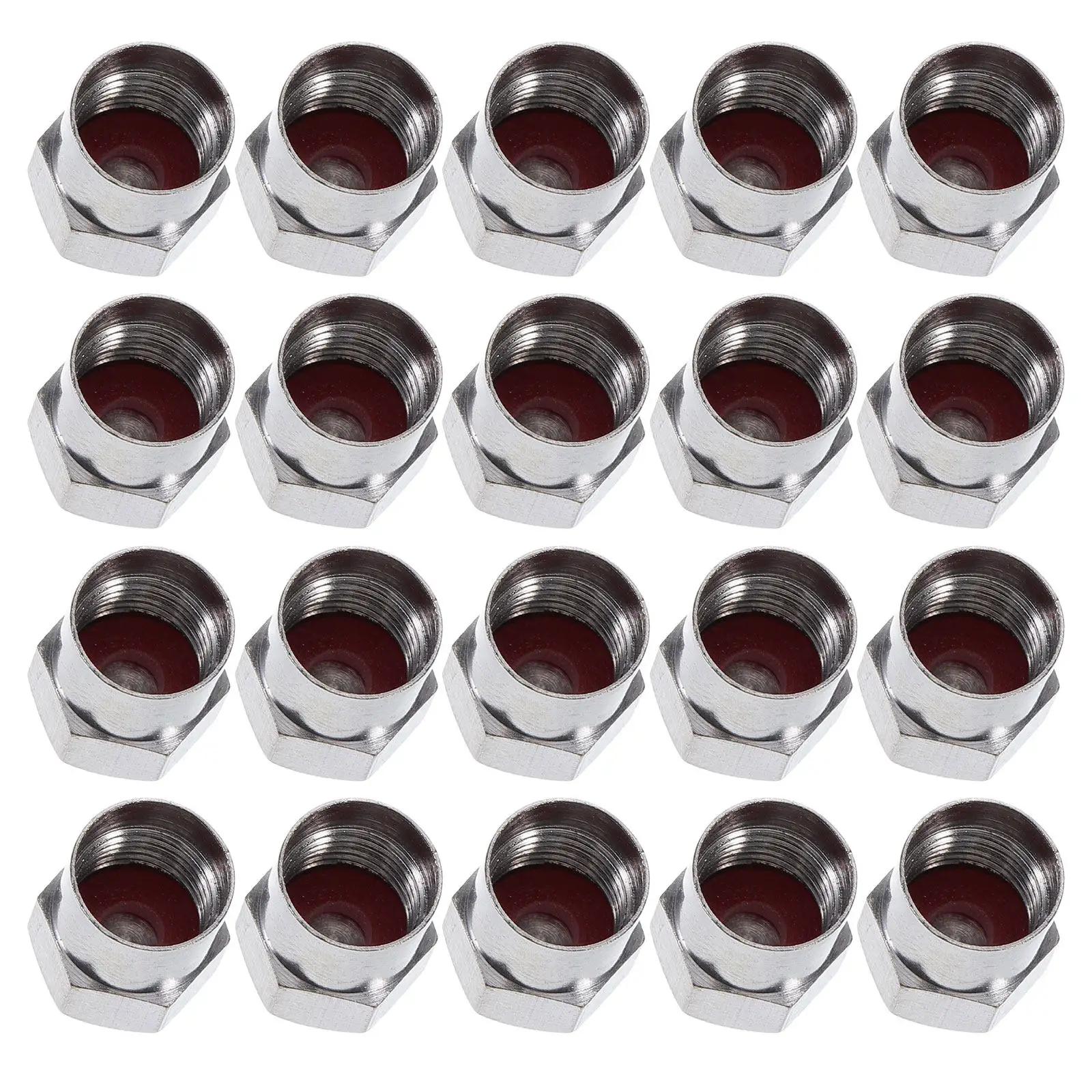 20Pcs Tire Valve Caps Stainless Steel Silver Hexagon Dust Proof Covers Universal Fit for Car Truck Motorcycle Bike Bicycle