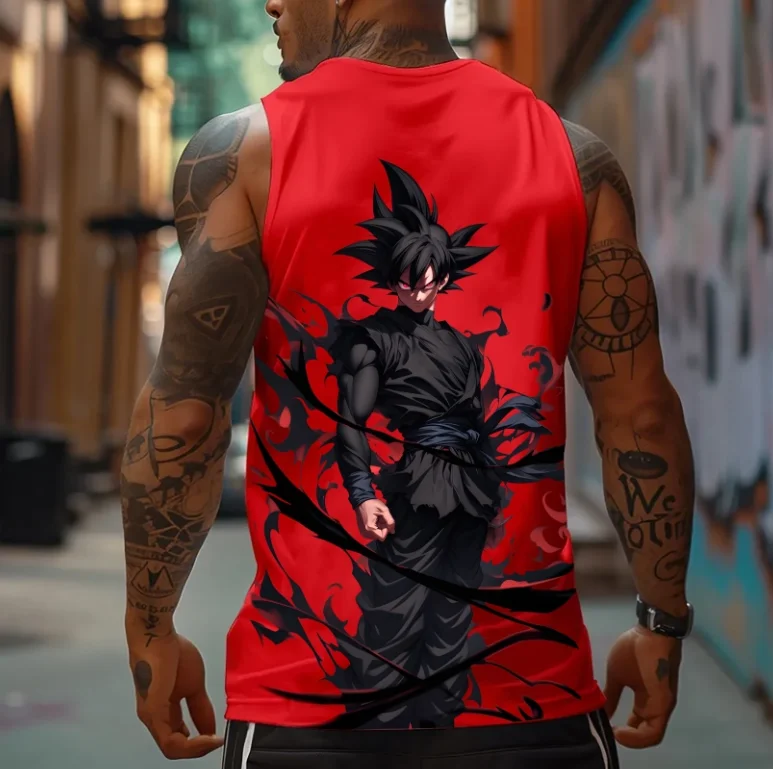 سترة دون أكمام رسمية للرجال من Dragon Ball مع مطبوعات شخصية، ملابس شارع أنيمي ريترو، سترة لياقة بدنية، للارتداء اليومي