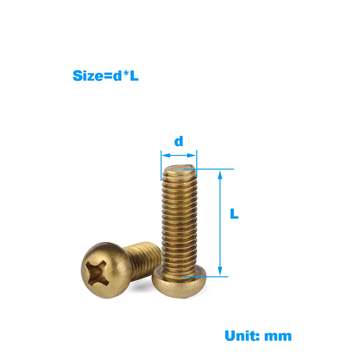 

Brass Cross Round Head Screw / Pure Copper Pan Head Screw / Brass Half Round Head Bolt M2M3M4M5M6M8