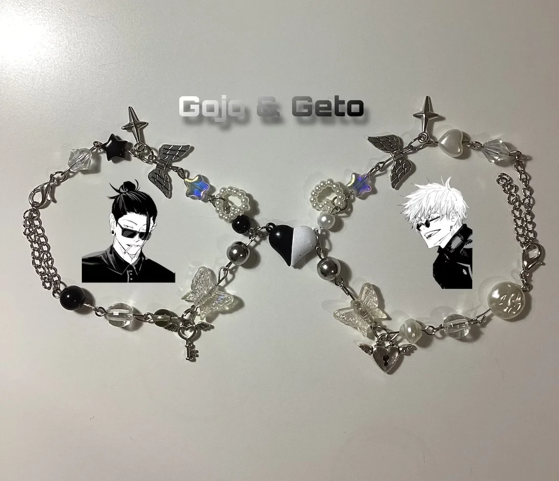 Gojo and Geto matching bracelets, couple bracelets, couple gifts,gift for her,gift for him, jujutsu kaisen, gojo geto, magnetic