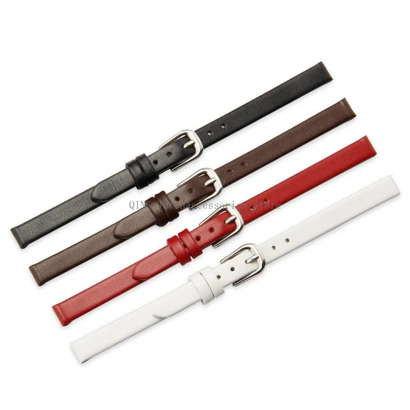 Universal Thin Soft Straps Men Women Leather Watchband Slim Cowhide Plain Leather Wristband Bracelet 6/8/10/12/13/14mm 15mm 16mm