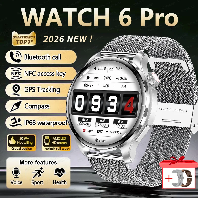 2026 Nieuwe GPS SmartWatch BluetoothCall IP68 Waterdicht AMOLED Scherm Aangepaste AOD Wijzerplaat Sport Smartwatch Mannen Vrouwen Android iOS