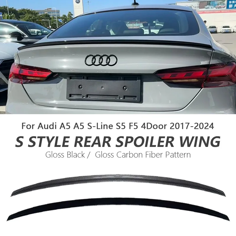 

For Audi A5 A5 S-Line S5 F5 4Door 2017-2024 Rear Spoiler Rear Trunk Wings Sport Type Spoiler ABS Gloss Black Audi A5 Accessories