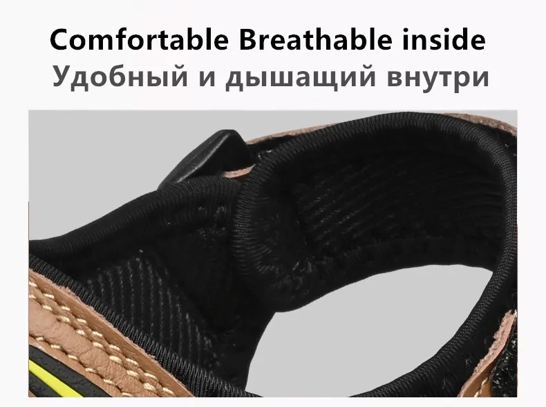 Neue Sommer Echtes Leder Männer Sandalen Mode-Design Atmungsaktive Casual Schuhe Männer Weichen Boden Outdoor Strand Sandalen Große Größe 46 – Detail 9