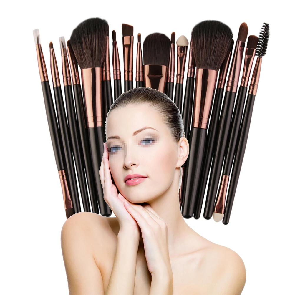 

18pcs Makeup Brush Set Brushes Plastic Handle Nylon Bristles For Women Powder Blush Daily Use Professional Gift