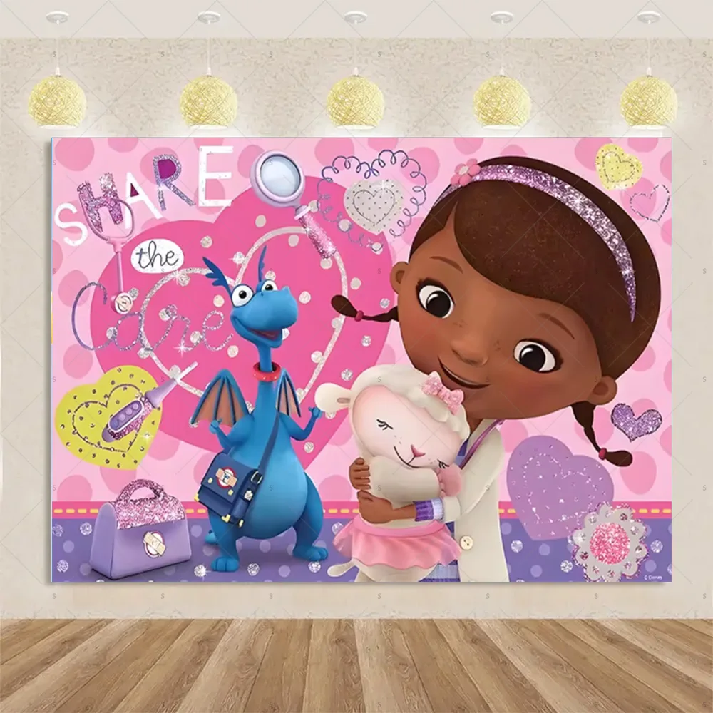 لعبة خلفية من Doc McStuffins، موضوع الطبيب، زينة حفلات أعياد الميلاد للأطفال، خلفية كرتونية، مستلزمات استحمام الطفل، دعامة للتصوير الفوتوغرافي