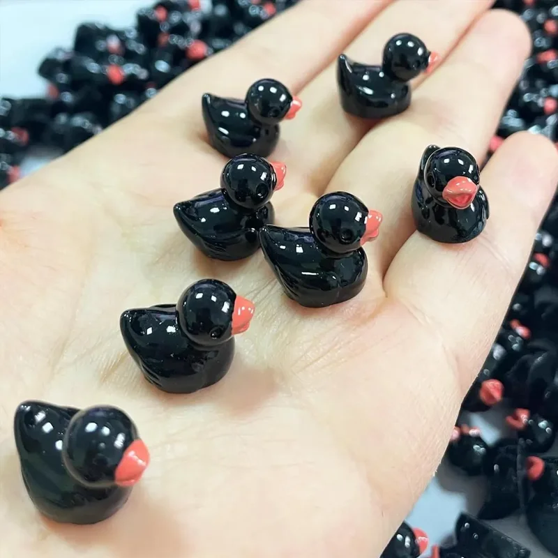 10/20 piezas pequeños Mini Halloween patos negros miniaturas de resina, animales de jardín de hadas para micropaisaje DIY artesanía decoración del hogar