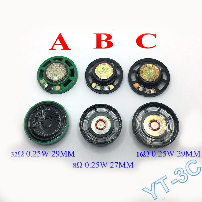 5PCS 8 16 32Ohm 0.25W 27MM 29MM Mini Horn Loudspeaker Diameter Ultra-thin Small Speaker Buzzer For Doorbell Intercom Toys