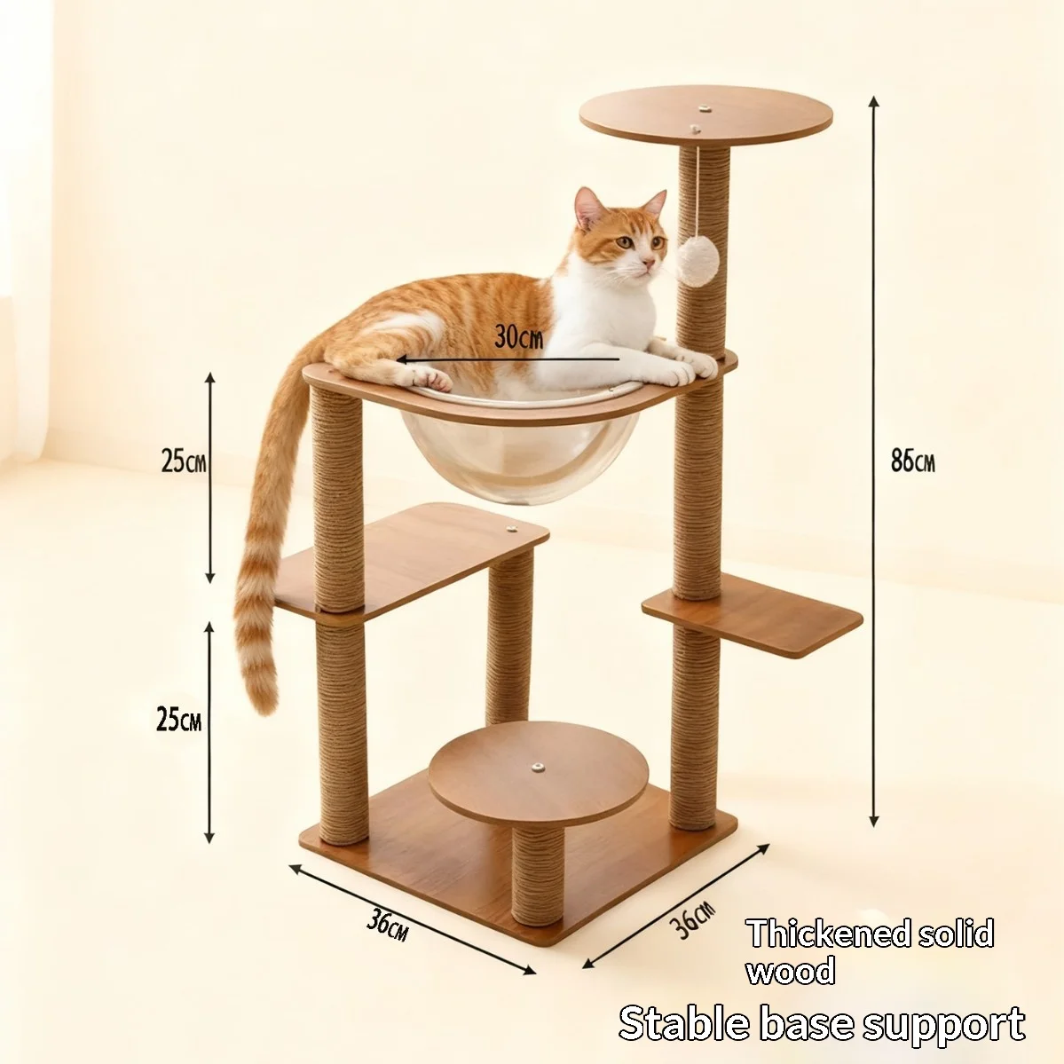 Árbol rascador para gatos con cama y plataforma de salto - imagen 4