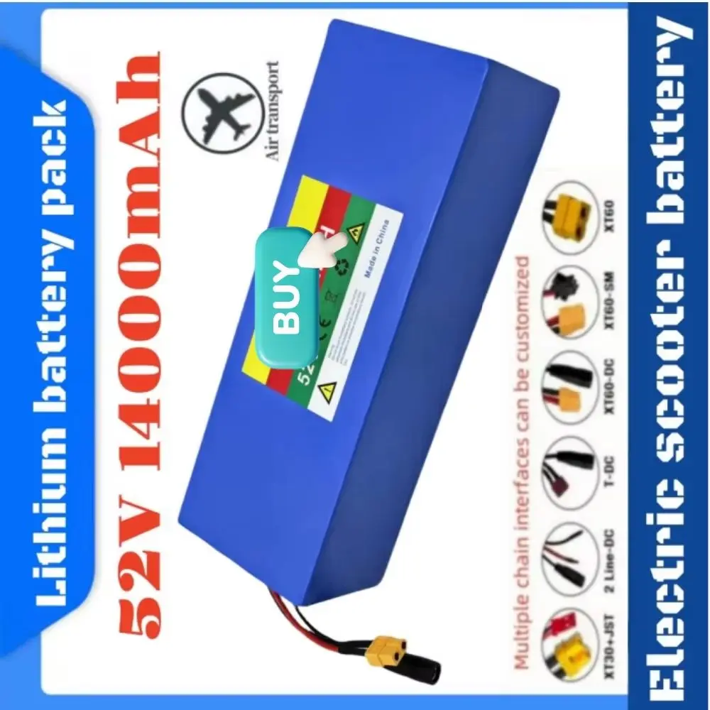 

Литиевая батарея 14S4P 18650, 52В 14Ач, высокой емкости, с BMS, для электросамоката, электровелосипеда, трицикла, с зарядным устройством 58.8В в комплекте