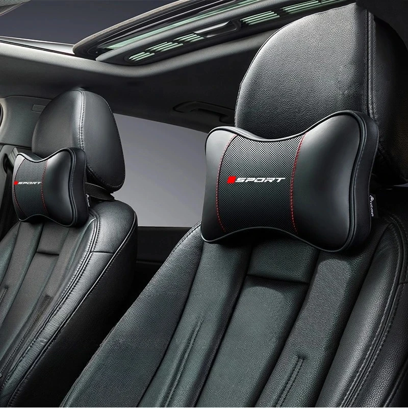 Car Universal Seat Headrest Double Side Pu Leather Neck Memory Pillow Head Support Protector Cushion Auto Travel Sprot