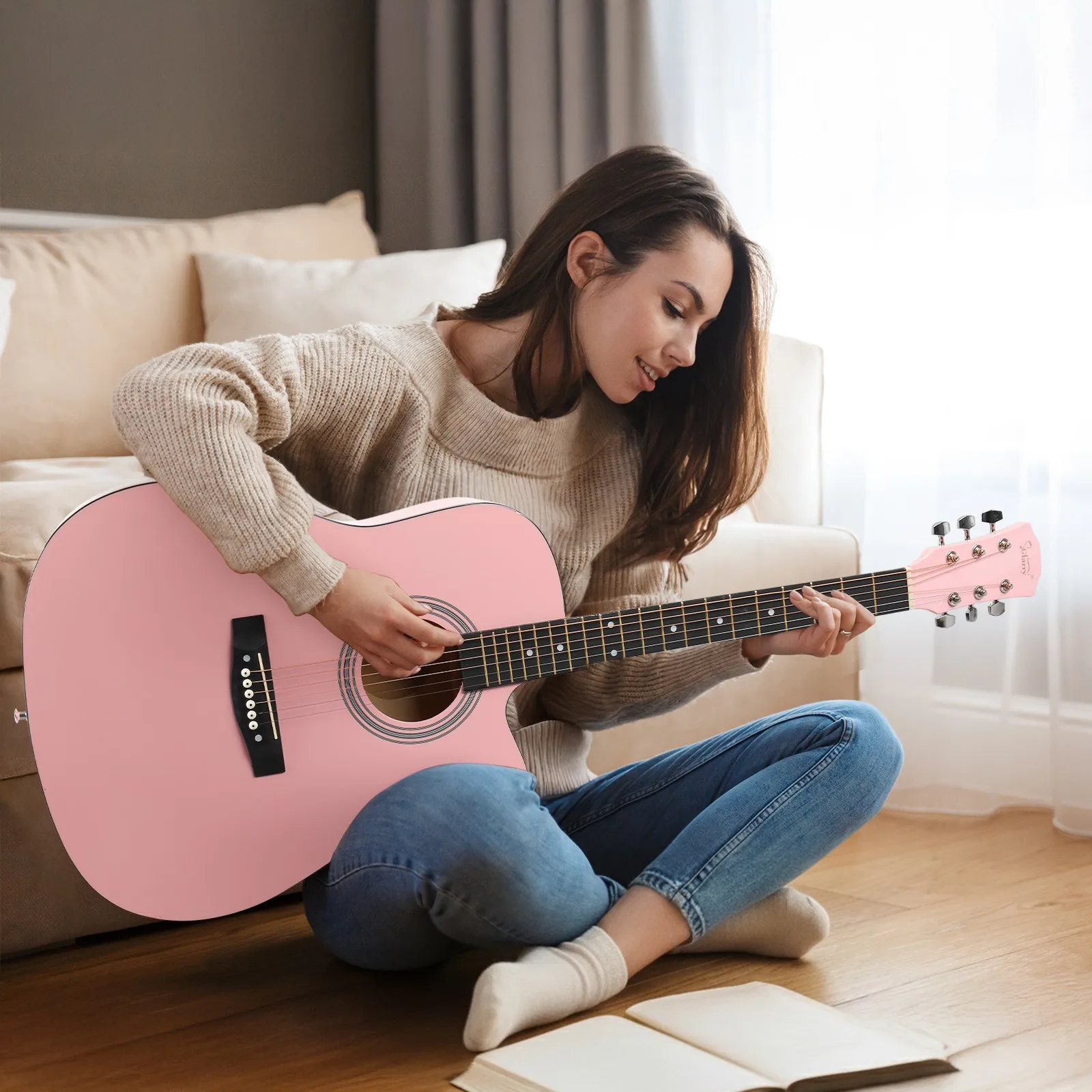 

30in Acoustic Guitar, All-in-One Beginner Starter Kit w/Strap, Case,String