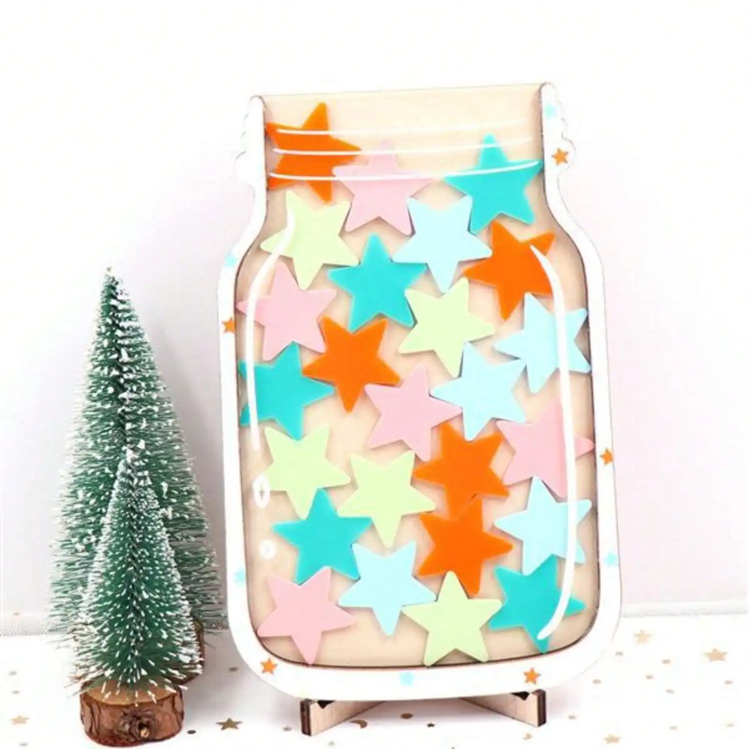 1pc Creative Christmas Gift,Wooden Star Reward Jar- Motivational Teaching Tool for Encouraging Good Behavior,