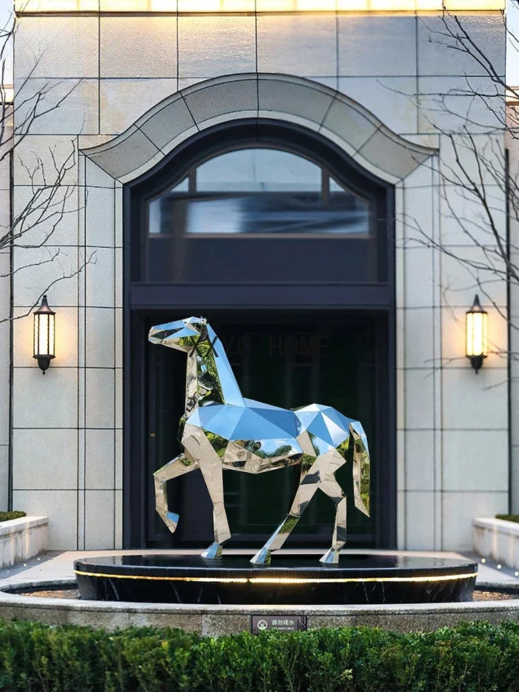 Stainless Steel Sculpture Lobby Outdoor Large Floor Ornaments Sales Office Courtyard Lawn Landscape Decorations