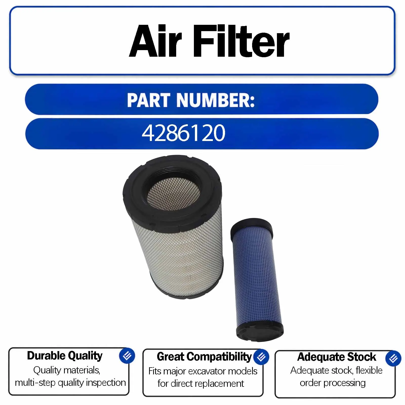 Air Filter CA-809 For Hitachi ZAX130W ZAX140W ZAX160W ZAX180W ZAX Wheeled