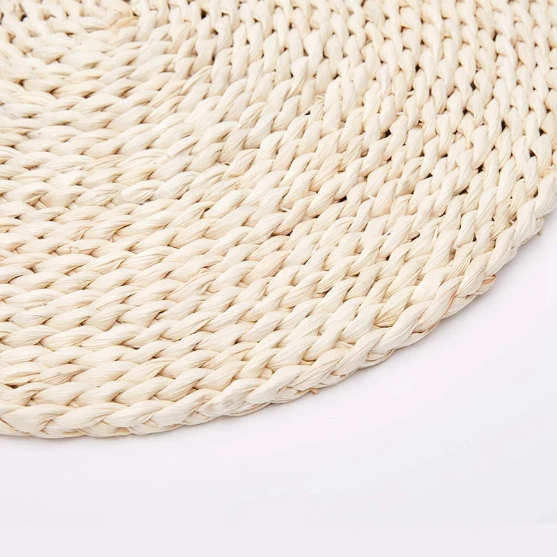 4 Pcs Corn Straw Woven Placemats Round Rattan Placemats Woven Placemats Natural Handmade Placemats Heat Insulation Pad