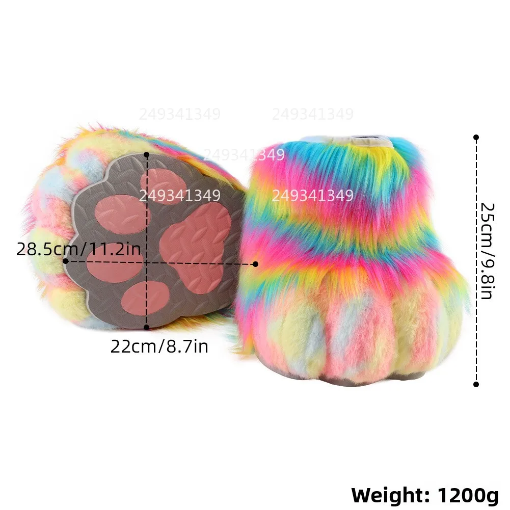 فروي Fursuit الوحش قدم تأثيري حلي اكسسوارات الكبار قوس قزح القط فو الفراء أحذية رجل امرأة Comic-con أداء الحفلات الدعامة