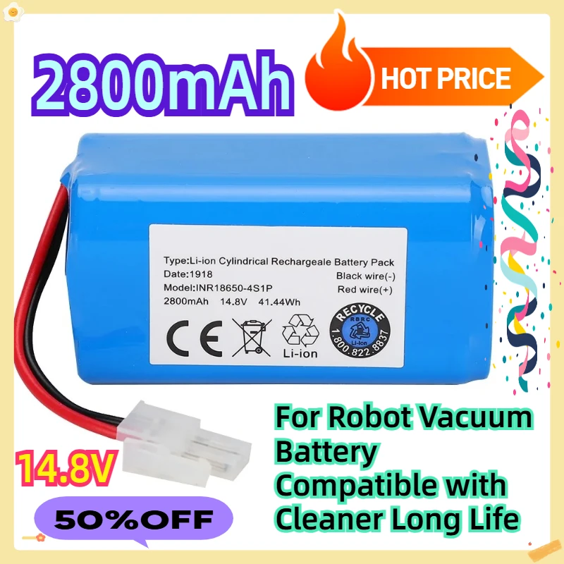 

For 2800mAh 14.8V Robot Vacuum Battery Compatible with Cleaner Long Life