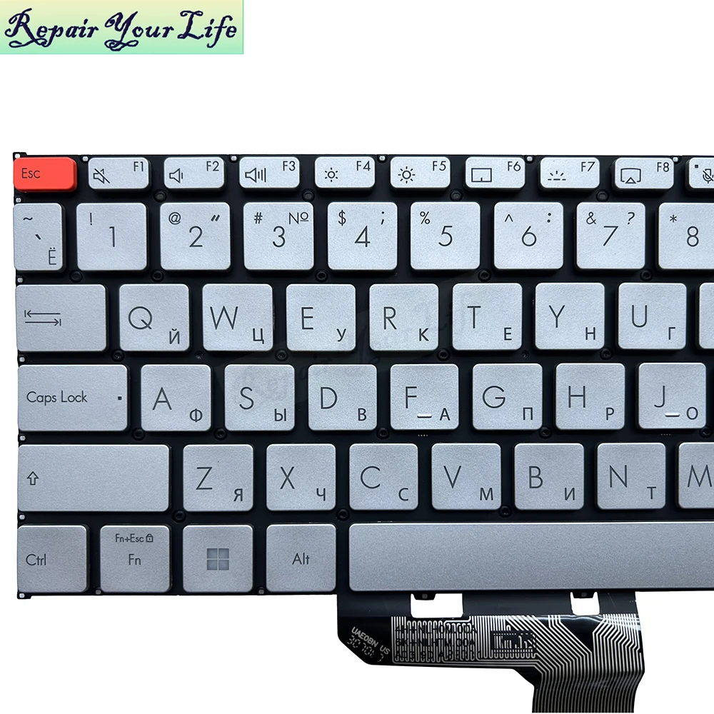 RU Russian Keyboard Backlight For ASUS Vivobook Pro K6501 K6502ZC K6501ZM M6501 K6602 N6602 Notebook Ukrainian Silver Keycaps