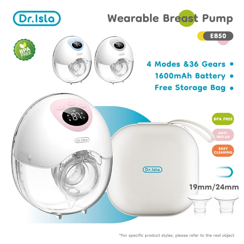 Wearable Electric Breast Milk Extractor 4 Modes 36 Suction Levels Hands Free Breast Pumps Milk Collector with Travel Bag Tool