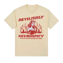 Funny ADHD T Shirt for Women Devilishly Neurospicy Vintage Style Adult Humor Tshirts Men's High Quality 100% Cotton T-shirt Tops