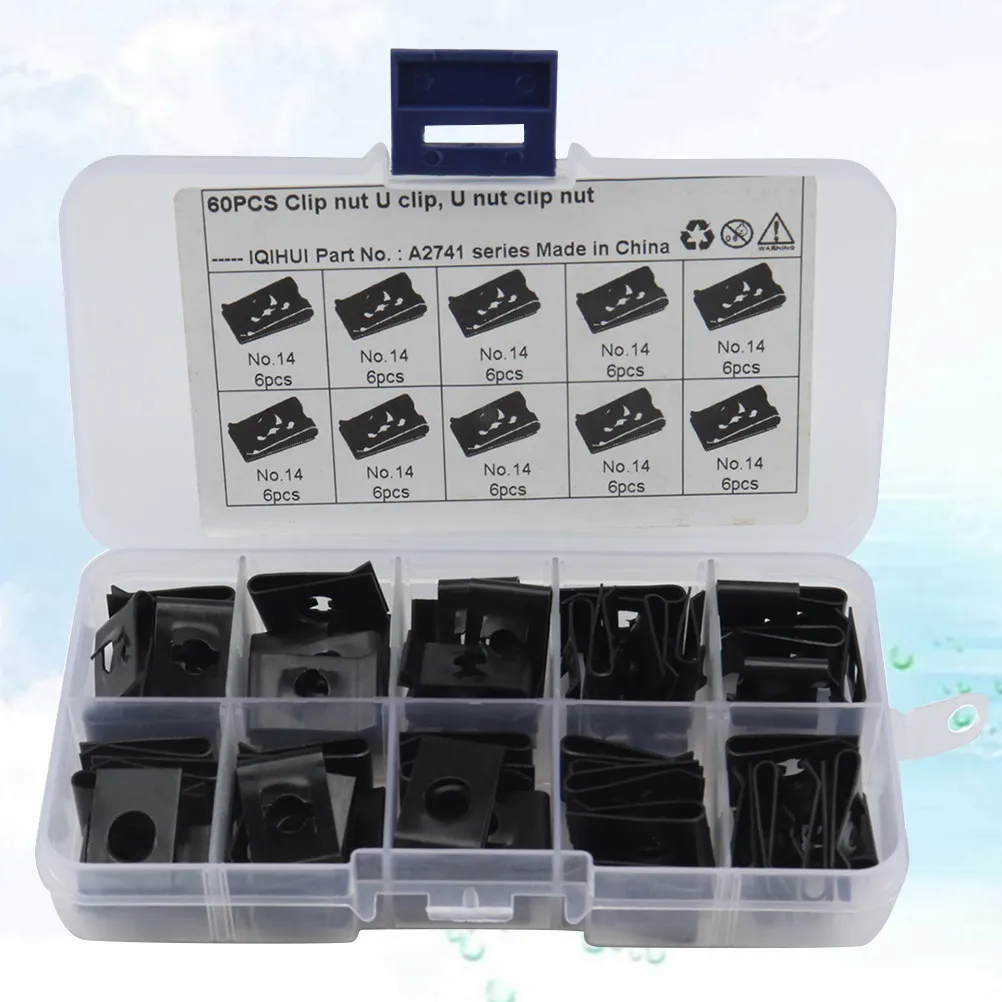 

75Pcs Spring Nut Fasteners for Car Trim Panel Bumper Dashboard Wire Cable Fixing High Elasticity Strength Hardness U Clip Nut