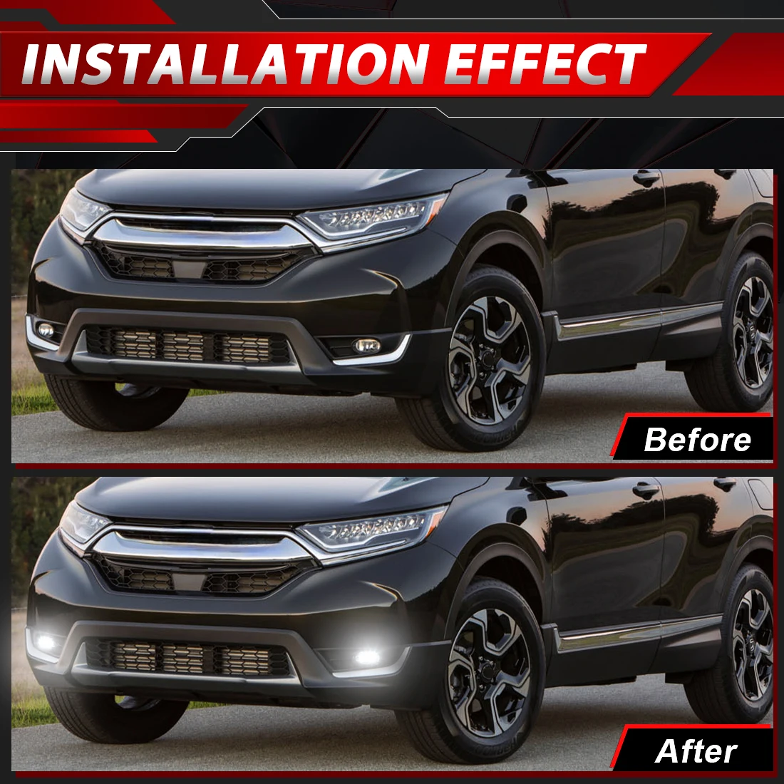 2pcs Fog Lamps For Honda CR-V CRV 2017 2018 2019 LED White Fog Lights 3 in 1 Lens Daytime Running Lights Car Accessories 12V