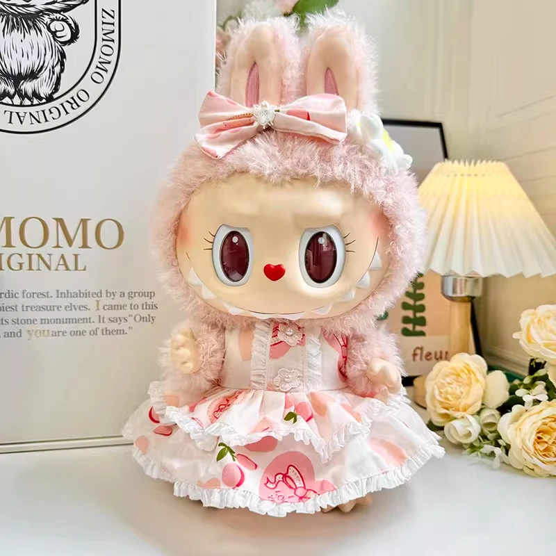 لملابس لابوبو فقط الملابس 38 سنتيمتر ملابس دمى الفينيل ملابس دمى لابوبو الحبيب الوردي الحب حقيبة تنورة لطيف