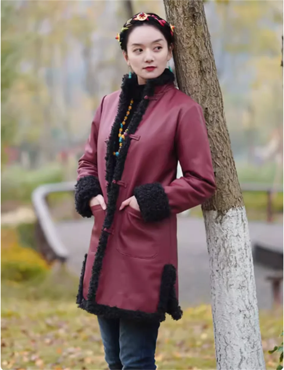 

Winter Tibetan women's Tibetan style outerwear, ethnic style cotton clothing, Hanfu