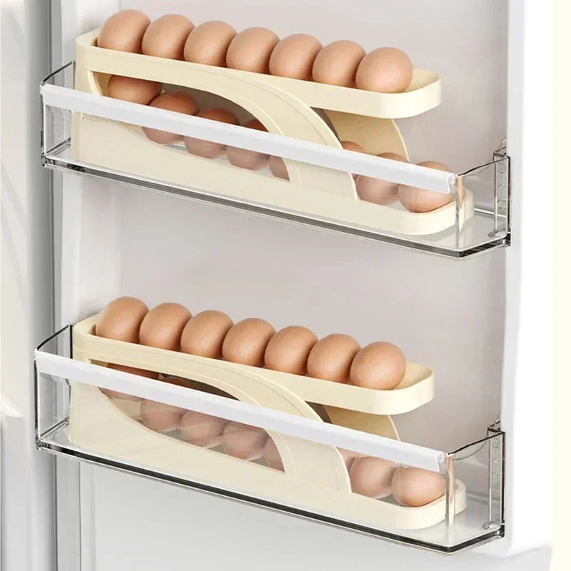 Automatische Scrolling Eierrek Houder Opbergdoos Eiermand Container Organizer Rolldown Koelkast Ei Dispenser Voor Keuken