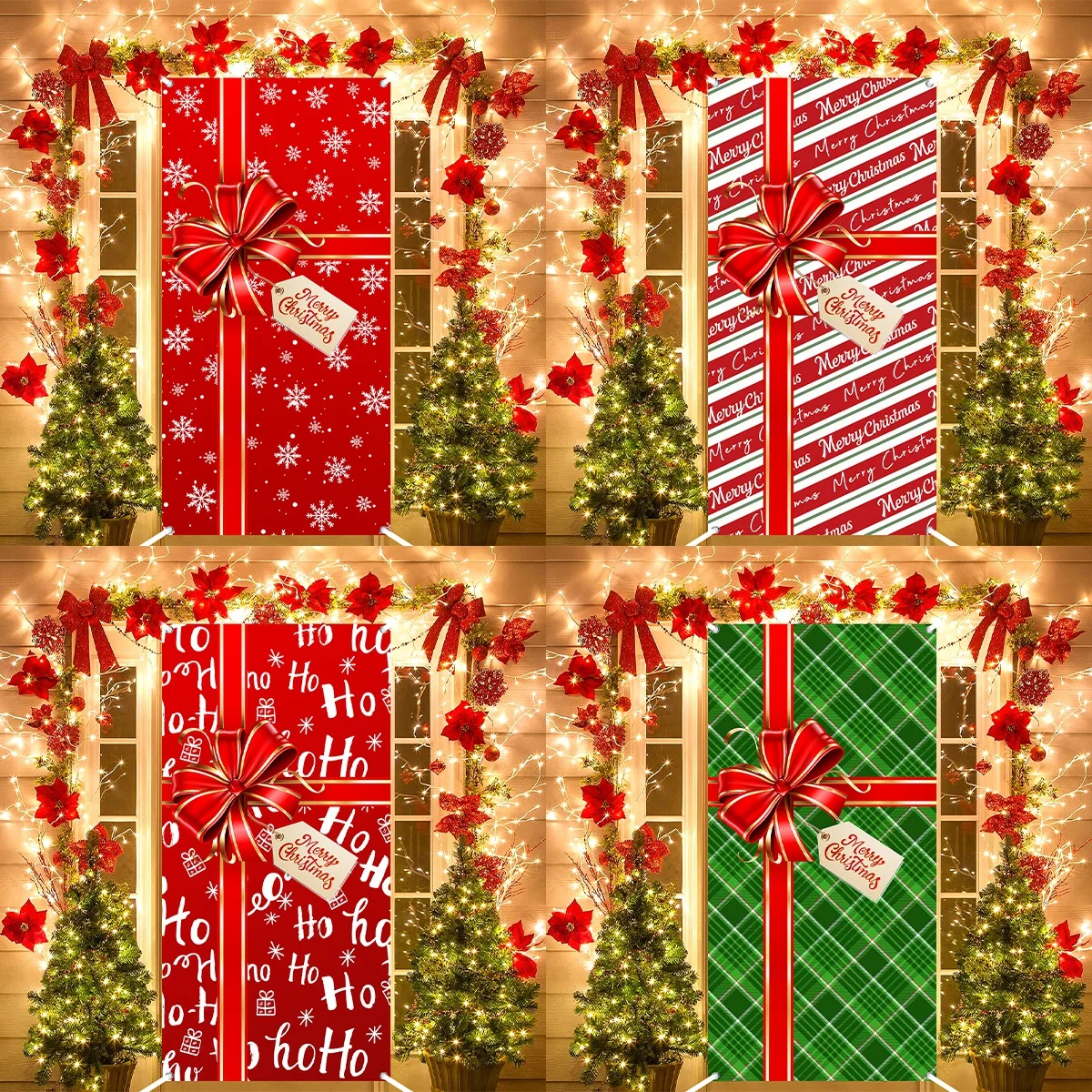 Christmas Hanging Flag Christmas Decoration For Home 2024 Xmas Door Banner Porch Sign Ornament Navidad Natal New Year Gift 2025
