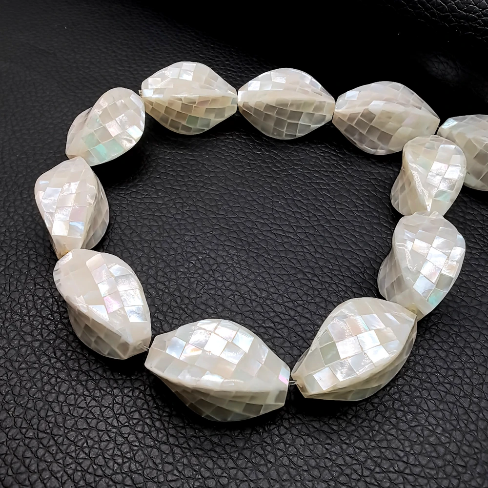 1 Strand Natural Mosaic Marquise Beads White Mother of Pearl Loose Beads for DIY Necklace Jewelry Making