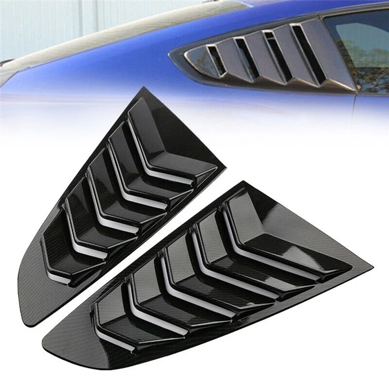 Carbon Fiber Color 1/4 Rear Side Vent Quarter Window Louver Shutter Cover Trim for 2015-2022 Ford