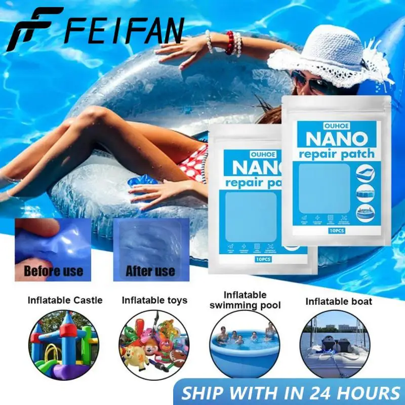 Impermeável nano reparação patch para piscina, almofada, barraca, adesivo especial, esportes ao ar livre, reparação anel de natação, 10 pcs, 20pcs